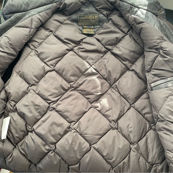Vintage Eddie Bauer Down Filled Genuine Leather Puffer Vest Chocolate Brown XL - Picture 9 of 12